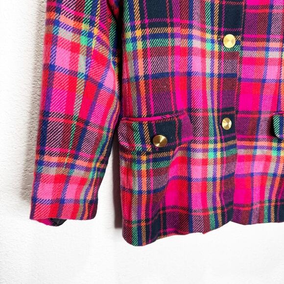 Lord & Taylor 100% Wool Gold Buttons Plaid Blazer Vintage - Picture 4 of 11